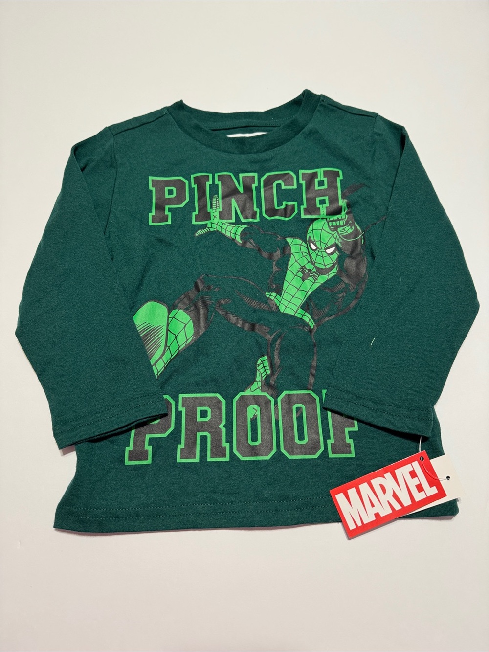 Marvel Boys' Dark Green Spider-Man 'Pinch Proof' Long Sleeve Tee
